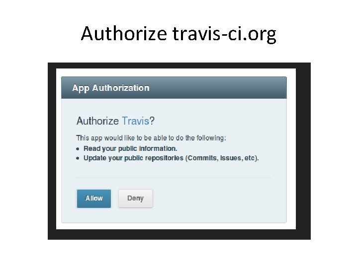 Authorize travis-ci. org 