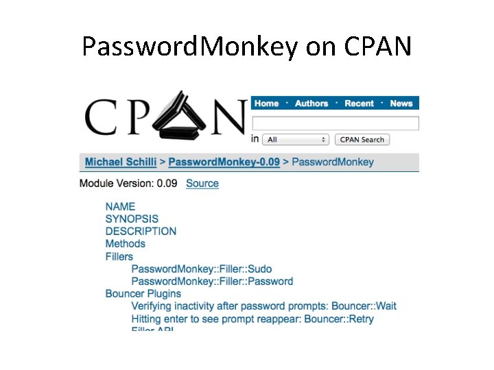 Password. Monkey on CPAN 