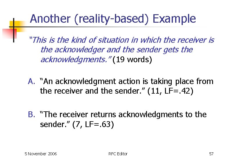 Another (reality-based) Example “This is the kind of situation in which the receiver is Another (reality-based) Example “This is the kind of situation in which the receiver is