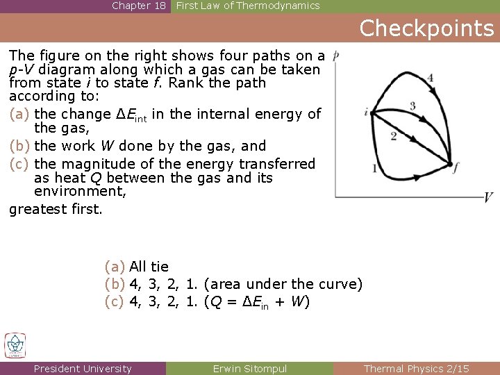 Chapter 18 First Law of Thermodynamics Checkpoints The figure on the right shows four Chapter 18 First Law of Thermodynamics Checkpoints The figure on the right shows four