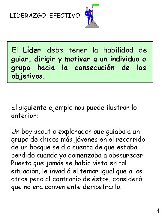 LIDERAZGO EFECTIVO El Líder debe tener la habilidad de guiar, dirigir y motivar a
