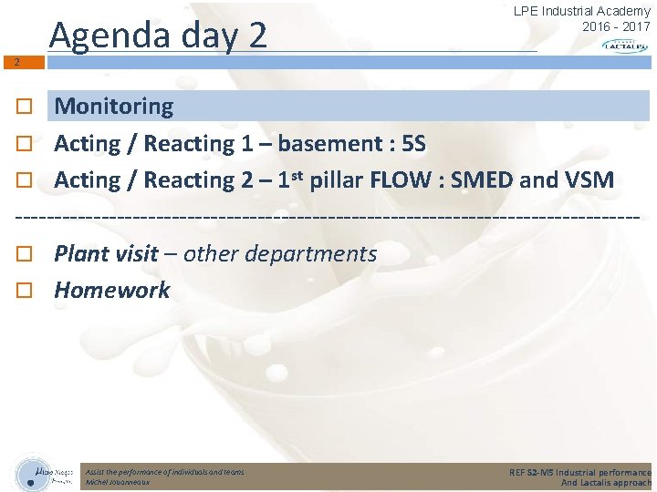 2 Agenda day 2 LPE Industrial Academy 2016 - 2017 Monitoring Acting / Reacting