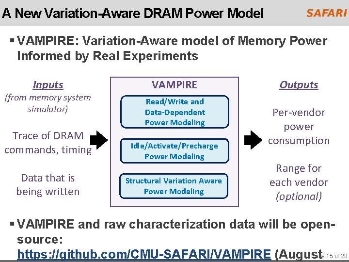 A New Variation-Aware DRAM Power Model § VAMPIRE: Variation-Aware model of Memory Power Informed