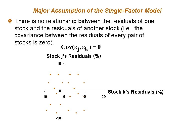 Major Assumption of the Single-Factor Model There is no relationship between the residuals of