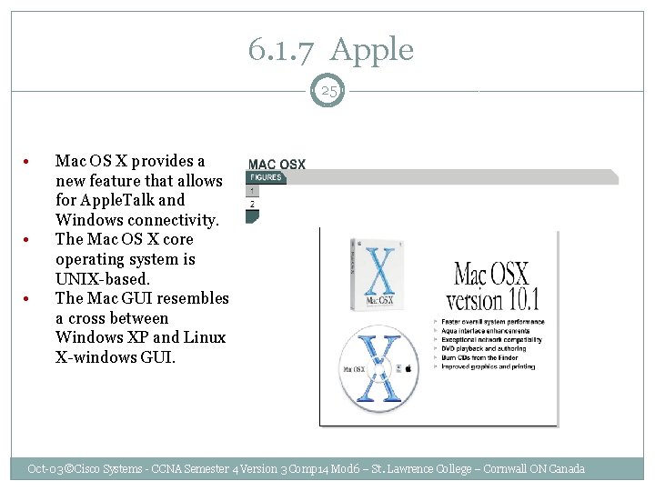  6. 1. 7 Apple 25 • • • Mac OS X provides a