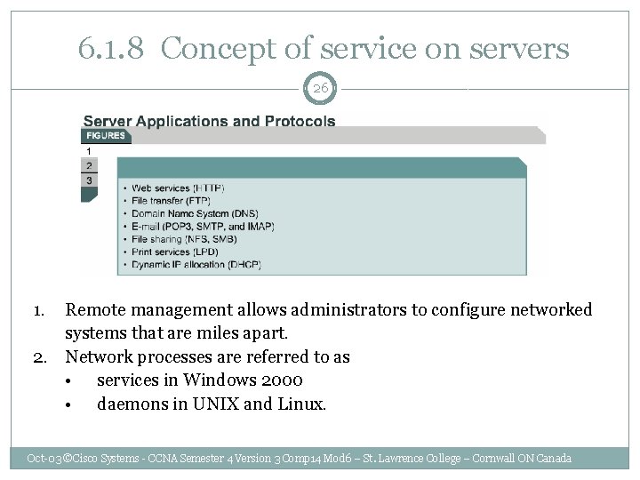  6. 1. 8 Concept of service on servers 26 1. Remote management allows
