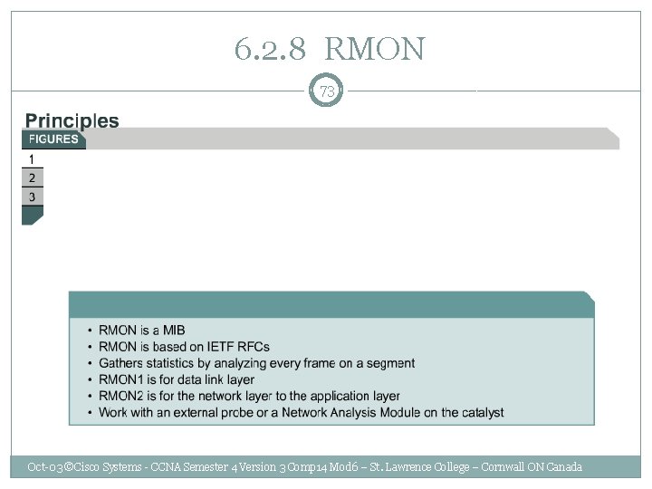  6. 2. 8 RMON 73 Oct-03 ©Cisco Systems - CCNA Semester 4 Version