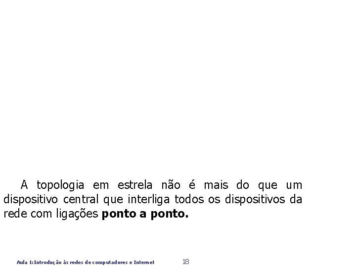 A topologia em estrela não é mais do que um dispositivo central que interliga