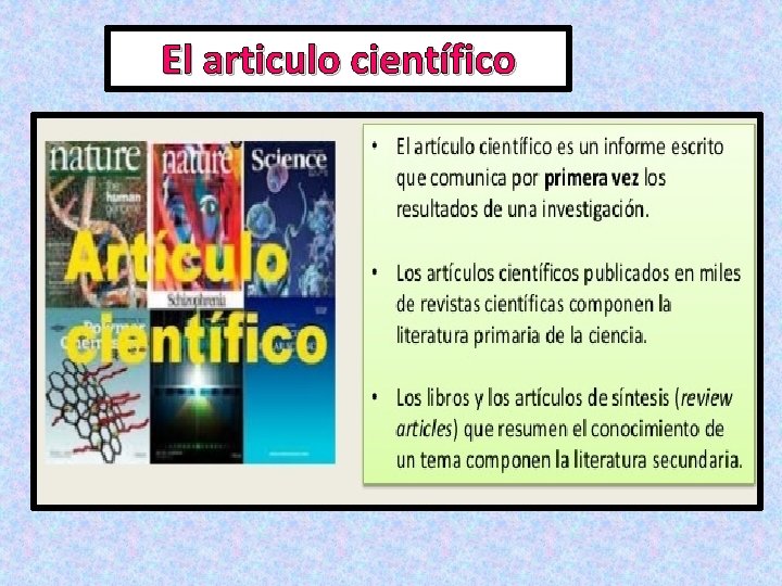 El articulo científico 