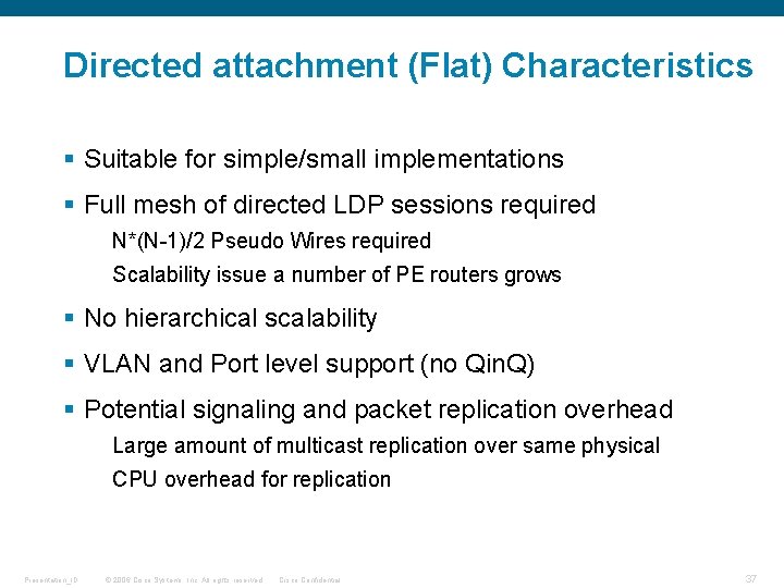 Directed attachment (Flat) Characteristics § Suitable for simple/small implementations § Full mesh of directed Directed attachment (Flat) Characteristics § Suitable for simple/small implementations § Full mesh of directed