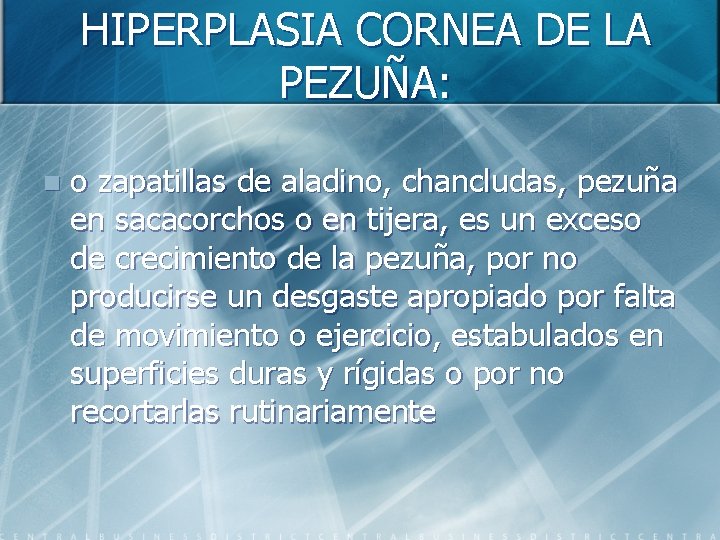 HIPERPLASIA CORNEA DE LA PEZUÑA: n o zapatillas de aladino, chancludas, pezuña en sacacorchos