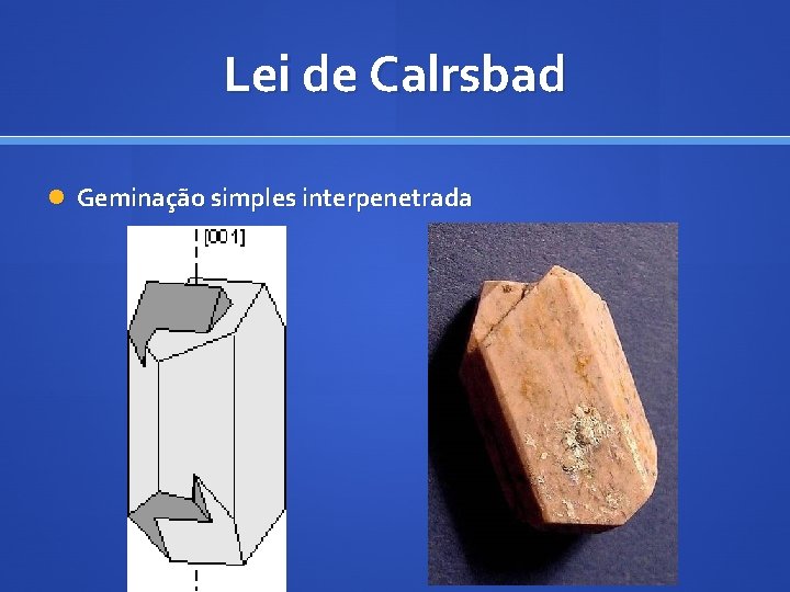 Lei de Calrsbad Geminação simples interpenetrada 