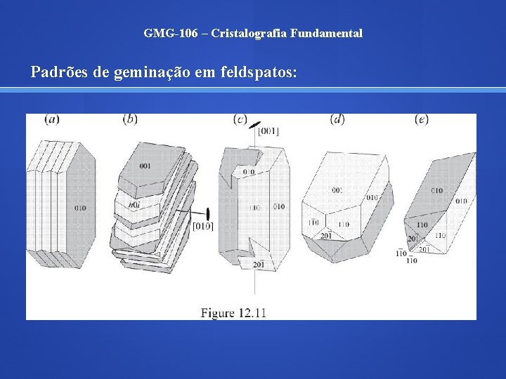 GMG-106 – Cristalografia Fundamental Padrões de geminação em feldspatos: 