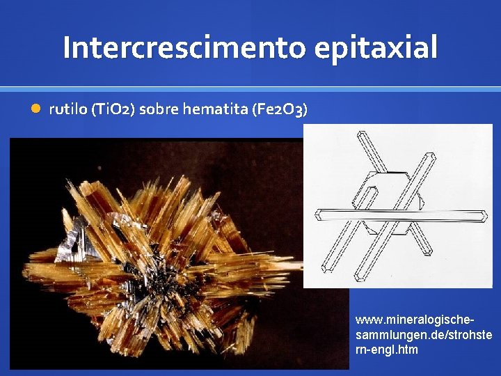 Intercrescimento epitaxial rutilo (Ti. O 2) sobre hematita (Fe 2 O 3) www. mineralogischesammlungen.