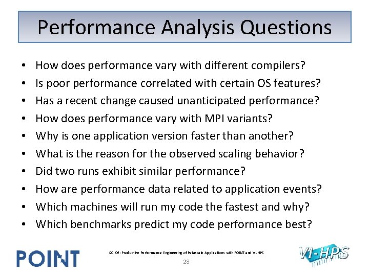 Performance Analysis Questions • • • How does performance vary with different compilers? Is Performance Analysis Questions • • • How does performance vary with different compilers? Is