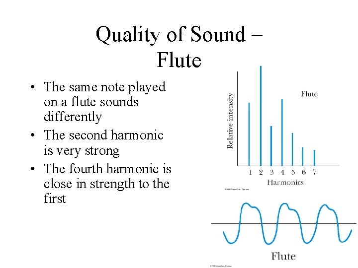 Quality of Sound – Flute • The same note played on a flute sounds Quality of Sound – Flute • The same note played on a flute sounds