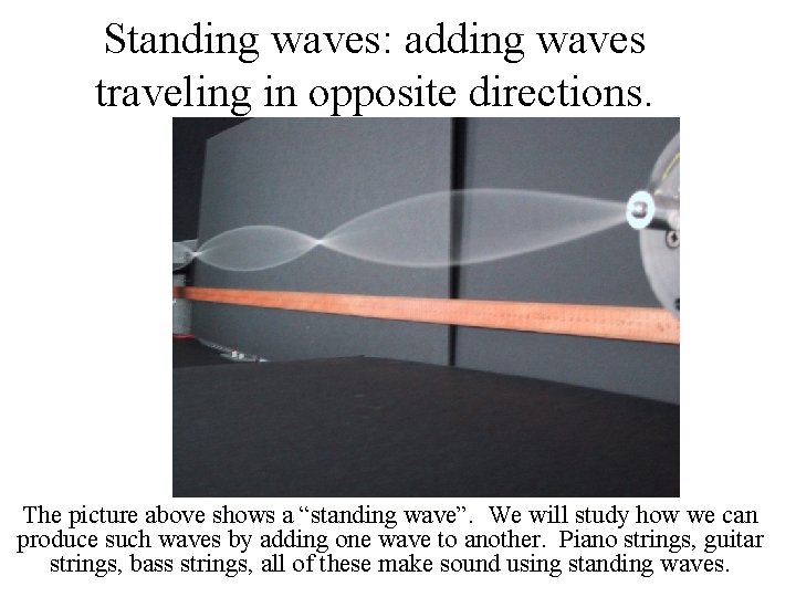 Standing waves: adding waves traveling in opposite directions. The picture above shows a “standing Standing waves: adding waves traveling in opposite directions. The picture above shows a “standing