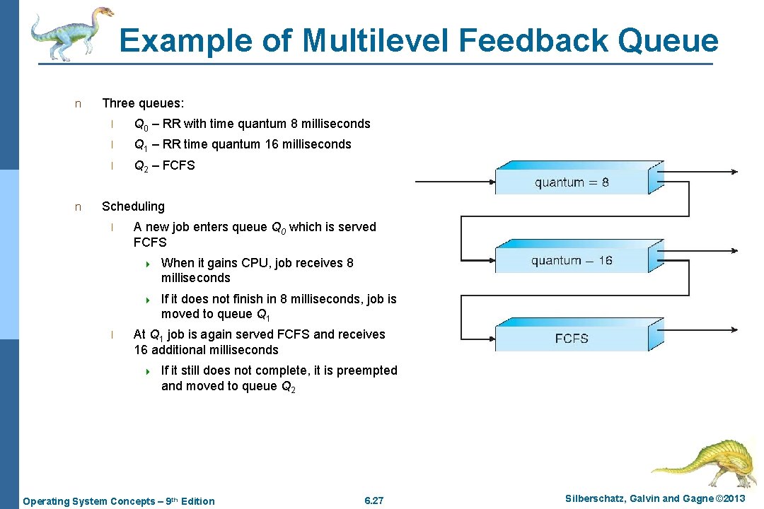 Example of Multilevel Feedback Queue n n Three queues: l Q 0 – RR