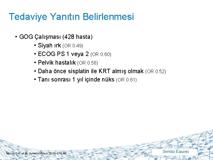 Tedaviye Yanıtın Belirlenmesi • GOG Çalışması (428 hasta) • Siyah ırk (OR 0. 49)