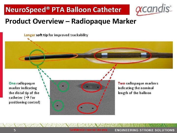 Neuro. Speed® PTA Balloon Catheter Product Overview – Radiopaque Marker Longer soft tip for