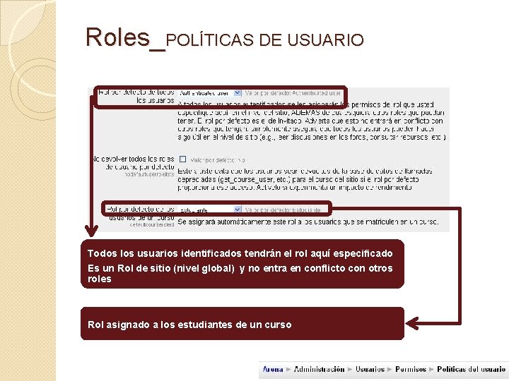 Roles_POLÍTICAS DE USUARIO Todos los usuarios identificados tendrán el rol aquí especificado Es un Roles_POLÍTICAS DE USUARIO Todos los usuarios identificados tendrán el rol aquí especificado Es un
