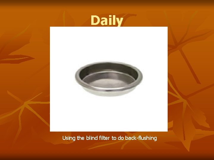 Daily Using the blind filter to do back-flushing 