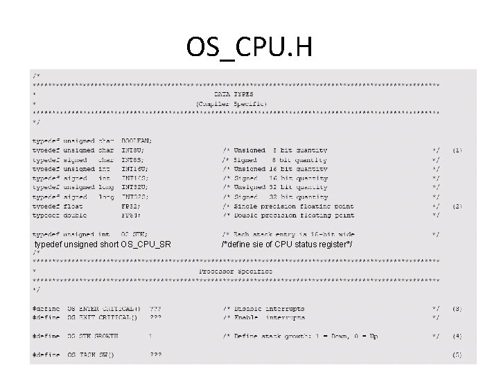 OS_CPU. H typedef unsigned short OS_CPU_SR /*define sie of CPU status register*/ 11 