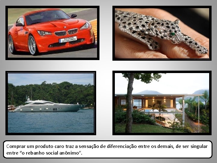 Comprar um produto caro traz a sensação de diferenciação entre os demais, de ser