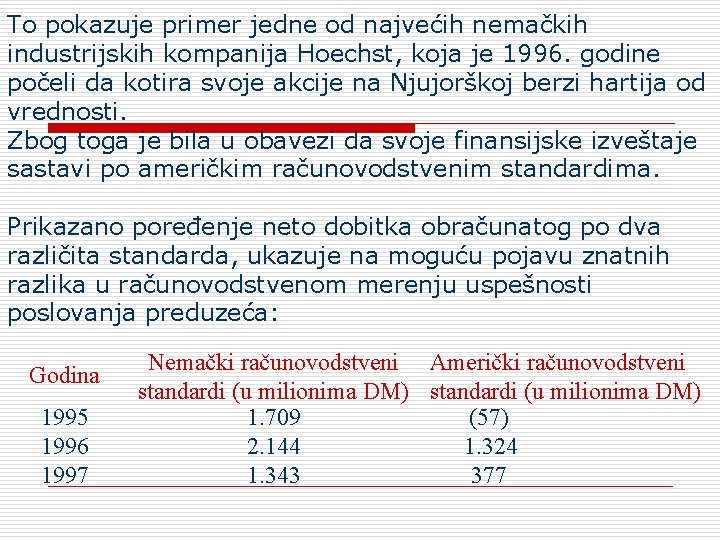 To pokazuje primer jedne od najvećih nemačkih industrijskih kompanija Hoechst, koja je 1996. godine