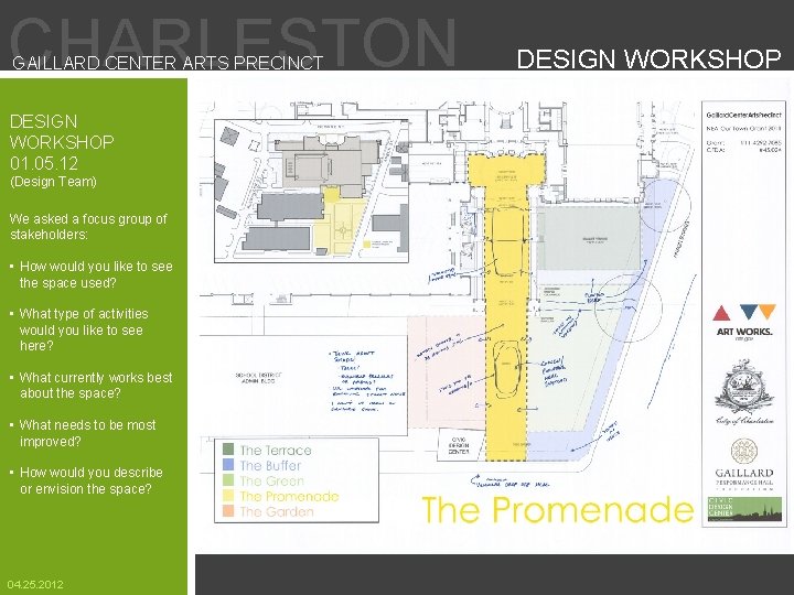 CHARLESTON GAILLARD CENTER ARTS PRECINCT DESIGN WORKSHOP 01. 05. 12 (Design Team) We asked