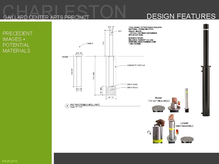 CHARLESTON GAILLARD CENTER ARTS PRECINCT PRECEDENT IMAGES + POTENTIAL MATERIALS 04. 25. 2012 DESIGN