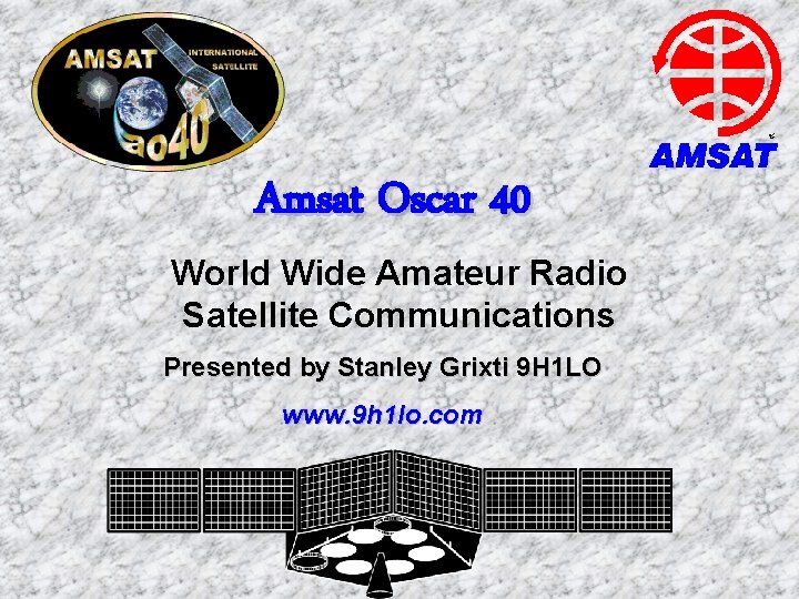 Amsat Oscar 40 World Wide Amateur Radio Satellite Communications Presented by Stanley Grixti 9