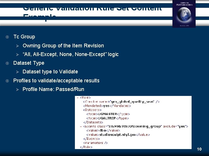 Generic Validation Rule Set Content Example Tc Group Ø Owning Group of the Item