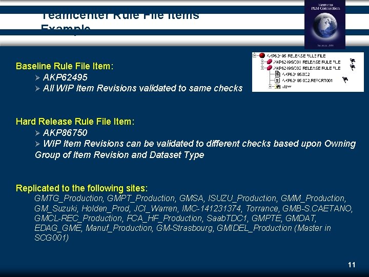 Teamcenter Rule File Items Example Baseline Rule File Item: Ø AKP 62495 Ø All