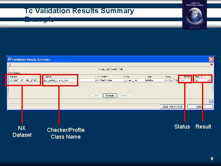 Tc Validation Results Summary Example NX Dataset Checker/Profile Class Name Status Result 9 