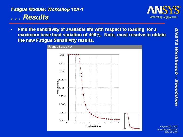 Fatigue Module: Workshop 12 A-1 . . . Results Find the sensitivity of available