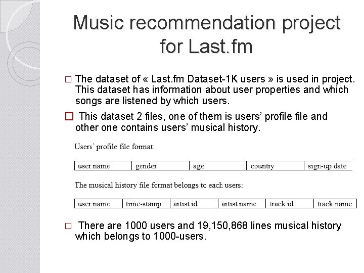 Music recommendation project for Last. fm � The dataset of « Last. fm Dataset-1