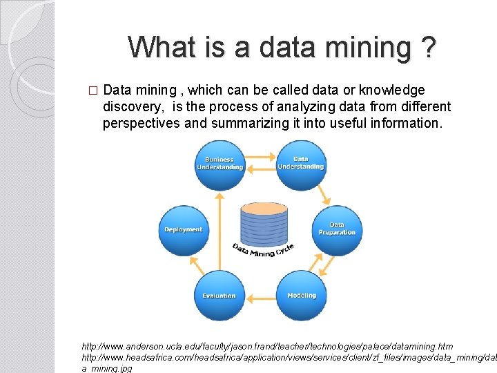 What is a data mining ? � Data mining , which can be called