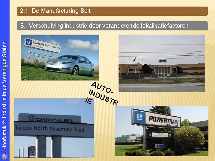 2. 1 De Manufacturing Belt Hoofdstuk 2: Industrie in de Verenigde Staten B. Verschuiving