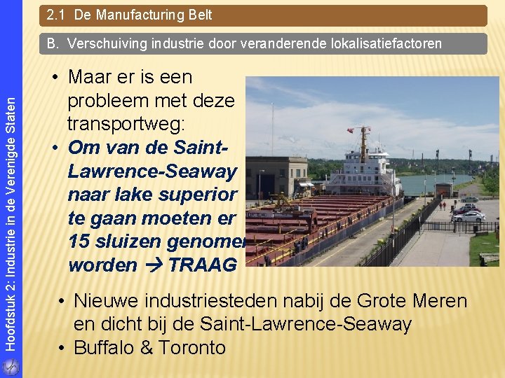 2. 1 De Manufacturing Belt Hoofdstuk 2: Industrie in de Verenigde Staten B. Verschuiving