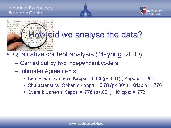 How did we analyse the data? • Qualitative content analysis (Mayring, 2000) – Carried