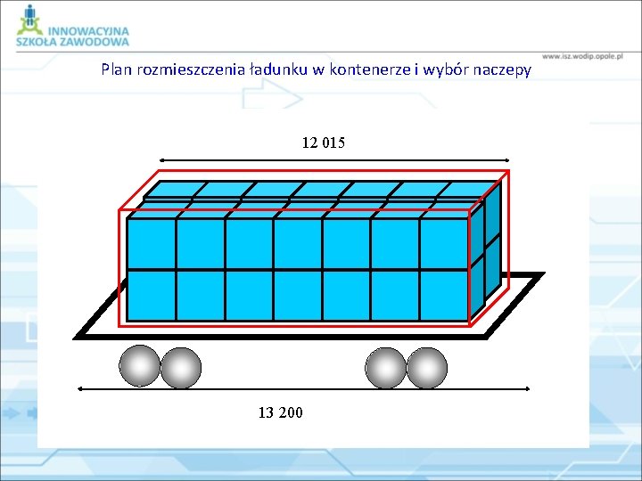 Plan rozmieszczenia ładunku w kontenerze i wybór naczepy 12 015 13 200 