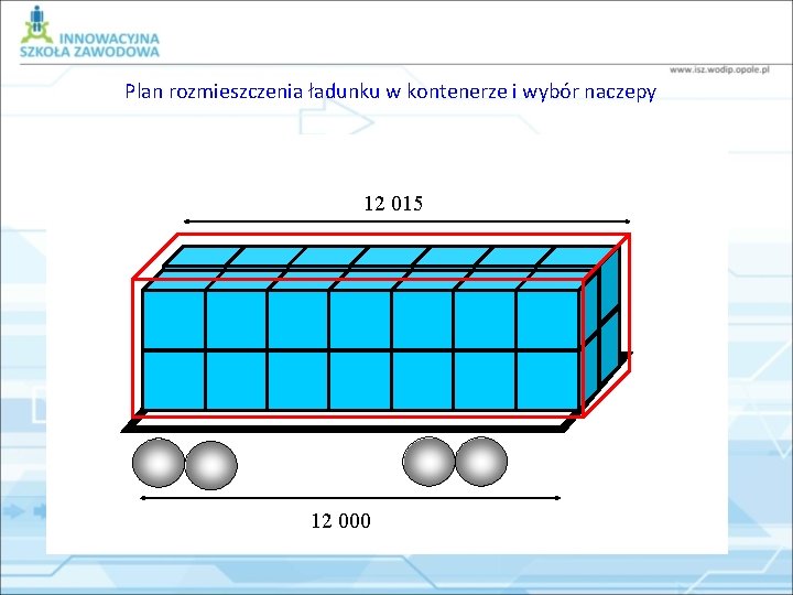 Plan rozmieszczenia ładunku w kontenerze i wybór naczepy 12 015 12 000 