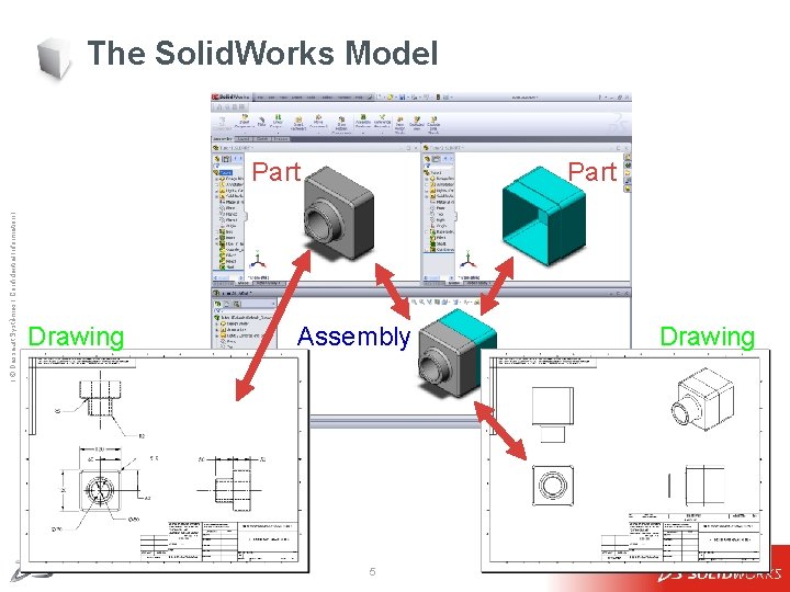 The Solid. Works Model Ι © Dassault Systèmes Ι Confidential Information Ι Part Drawing The Solid. Works Model Ι © Dassault Systèmes Ι Confidential Information Ι Part Drawing