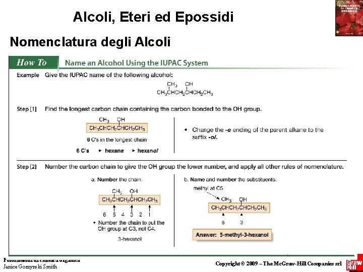 Alcoli, Eteri ed Epossidi Nomenclatura degli Alcoli Fondamenti di chimica organica Janice Gorzynski Smith