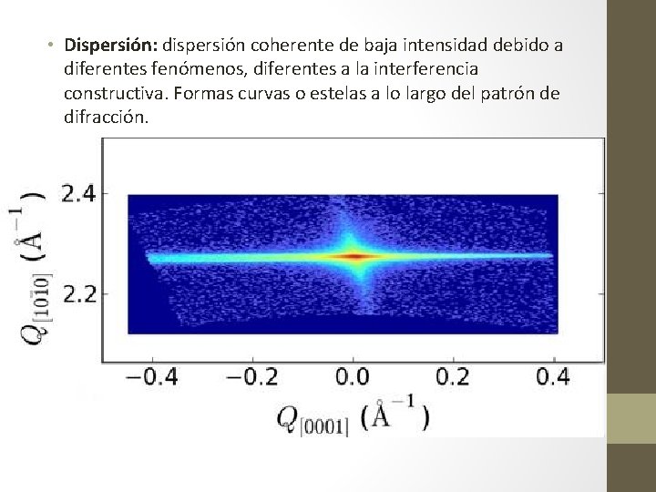  • Dispersión: dispersión coherente de baja intensidad debido a diferentes fenómenos, diferentes a