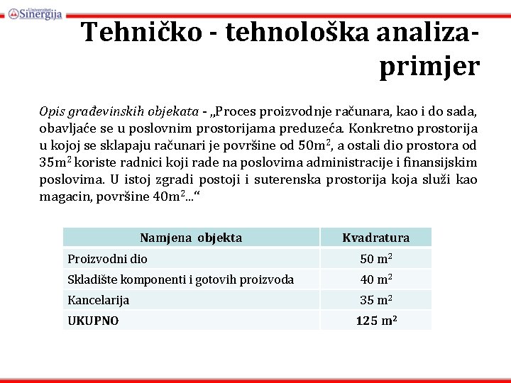 Tehničko - tehnološka analizaprimjer Opis građevinskih objekata - „Proces proizvodnje računara, kao i do