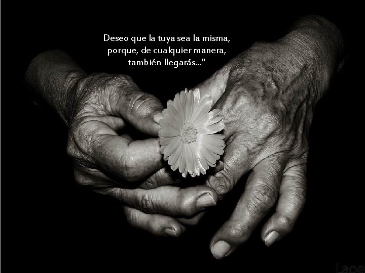 Deseo que la tuya sea la misma, porque, de cualquier manera, también llegarás. . Deseo que la tuya sea la misma, porque, de cualquier manera, también llegarás. .