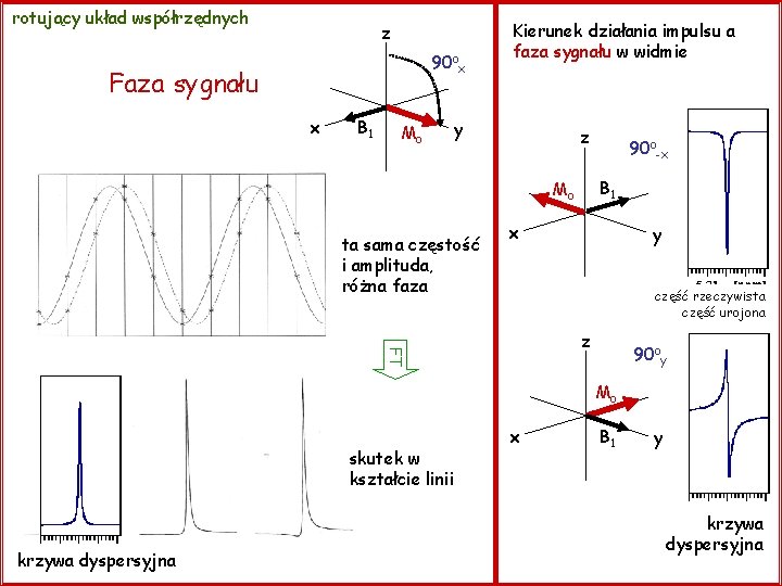 rotujący układ współrzędnych z 90 ox Faza sygnału x B 1 Mo Kierunek działania