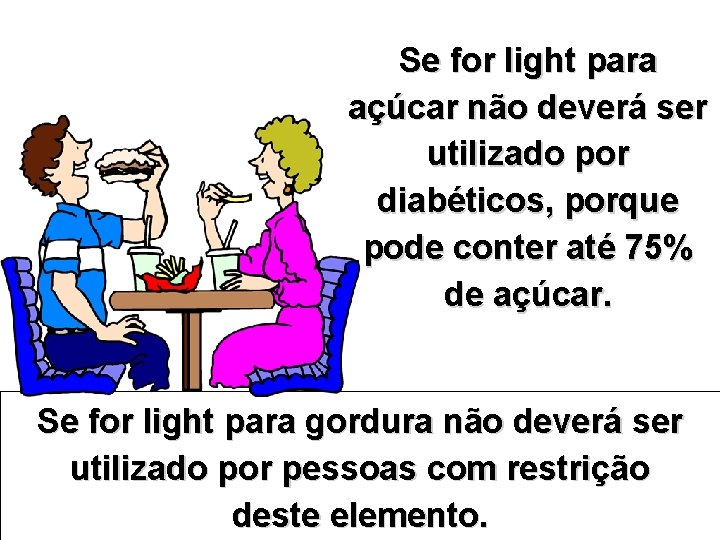 Se for light para açúcar não deverá ser utilizado por diabéticos, porque pode conter Se for light para açúcar não deverá ser utilizado por diabéticos, porque pode conter